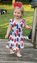 Load image into Gallery viewer, 4th of July, Red, white and blue popsicles dress