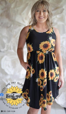 Sunflower dress with pockets, black