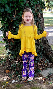 Hi-low dress with floral ruffle pants - You Are My Sunshine Boutique LLC
