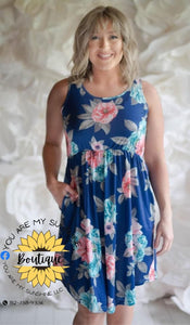 Blue floral dress with pockets