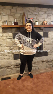 Black, color block hoodie with zipper - You Are My Sunshine Boutique LLC