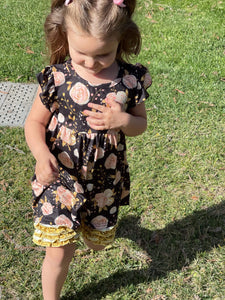 Golden rose outfit with ruffle shorts - You Are My Sunshine Boutique LLC