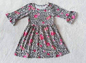 3/4 sleeves leopard rose 🌹 dress - You Are My Sunshine Boutique LLC