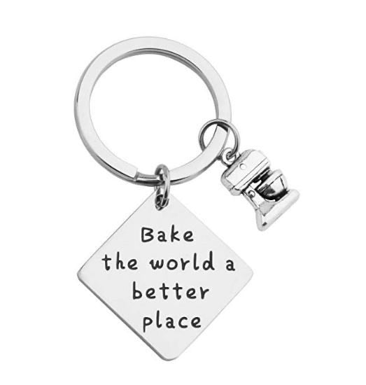 Bake the world a better place keychain