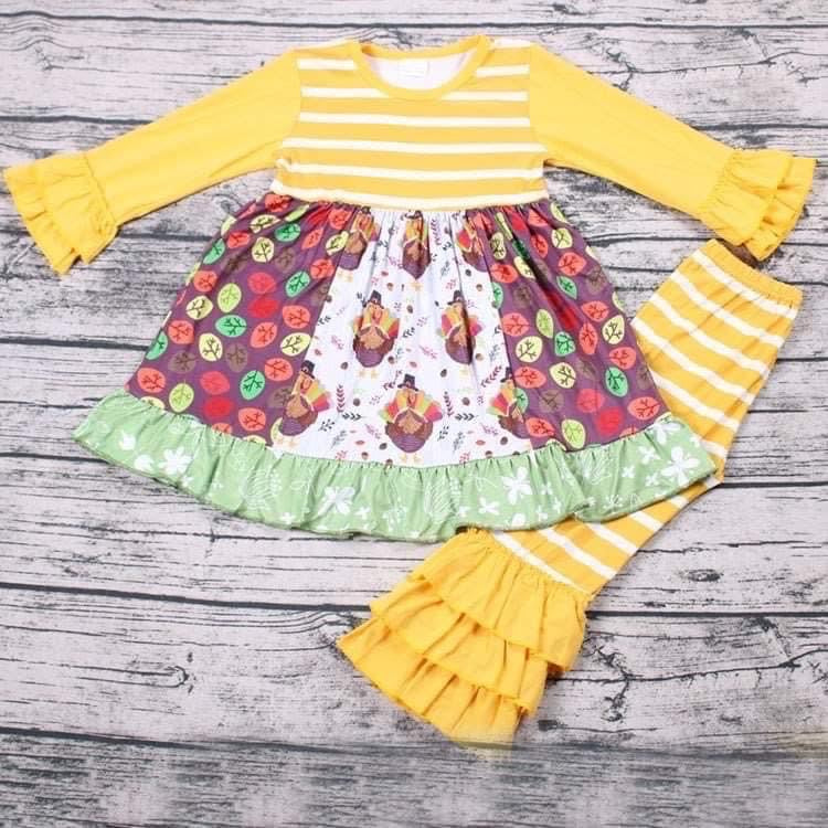 Turkey outfit with striped pants - You Are My Sunshine Boutique LLC