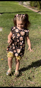Golden rose outfit with ruffle shorts - You Are My Sunshine Boutique LLC