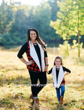 Load image into Gallery viewer, Adult buffalo plaid Sherpa vest with pockets, black and red - You Are My Sunshine Boutique LLC