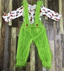 Grinch dress/overall(includes shirt)
