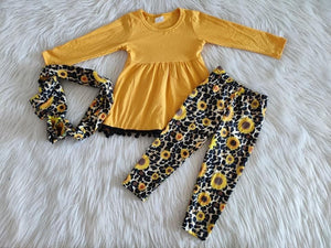 Sunflower outfit with infinity scarf - You Are My Sunshine Boutique LLC