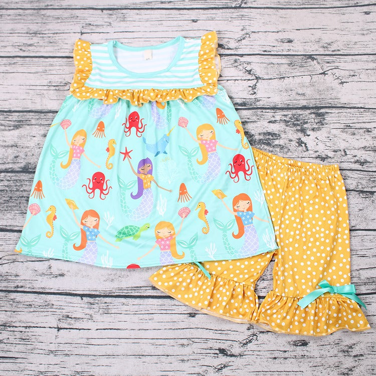 Mermaid outfit with ruffle shorts